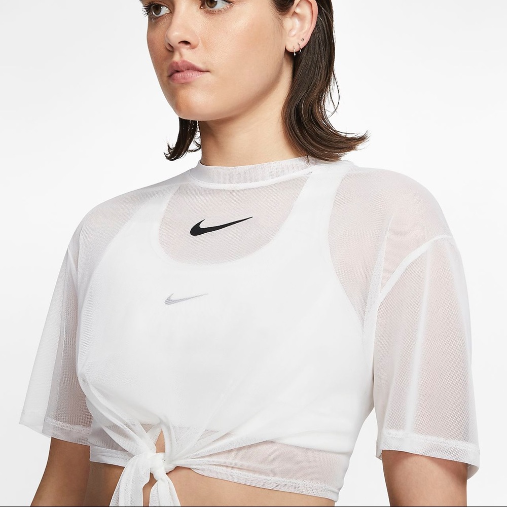 Nike Sportswear mesh tie-front crop top
